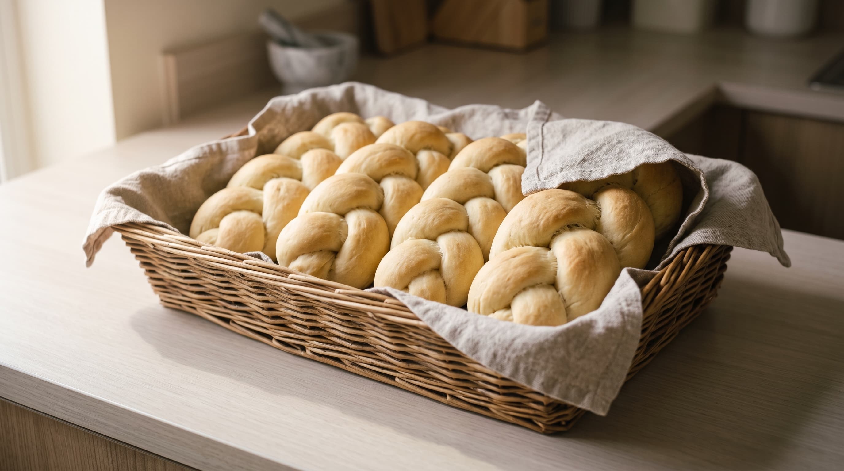 A basket of fresh-baked sourdough